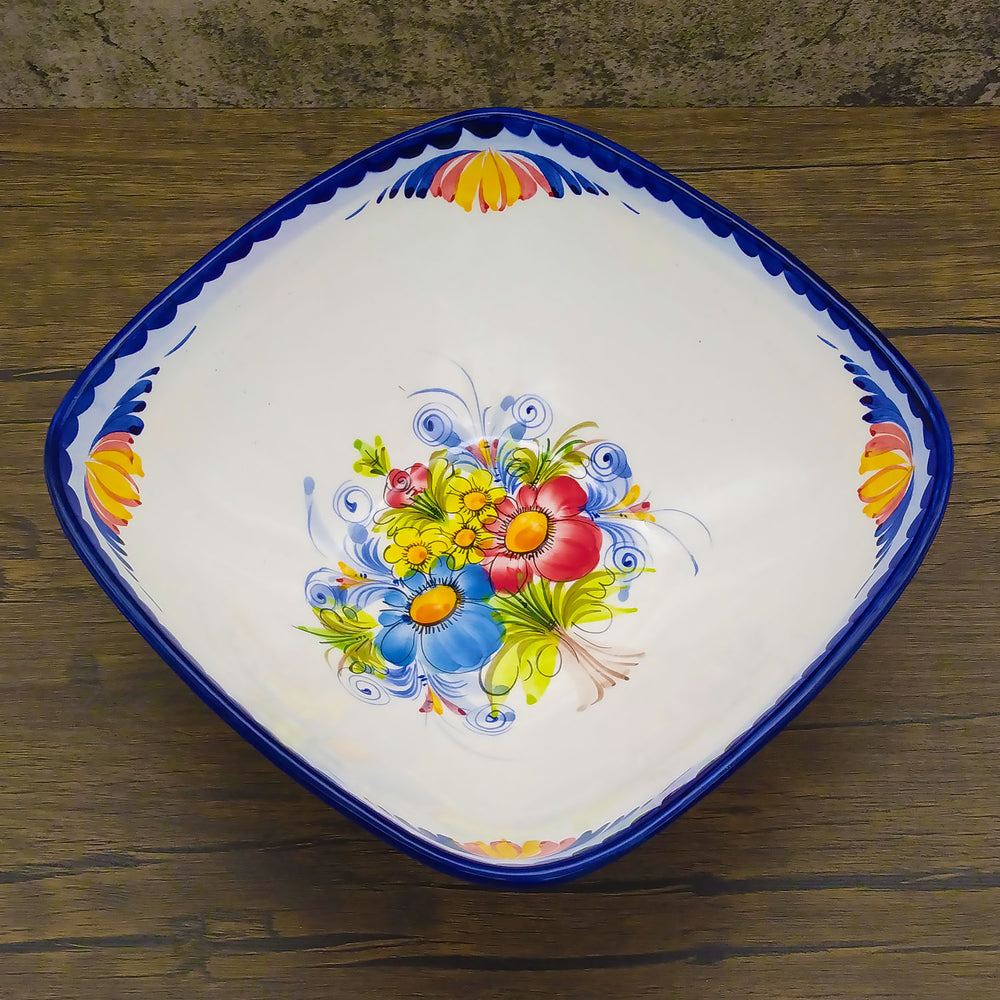 Portuguese Pottery Hand Painted Decorative Square Salad Bowl Made in Portugal