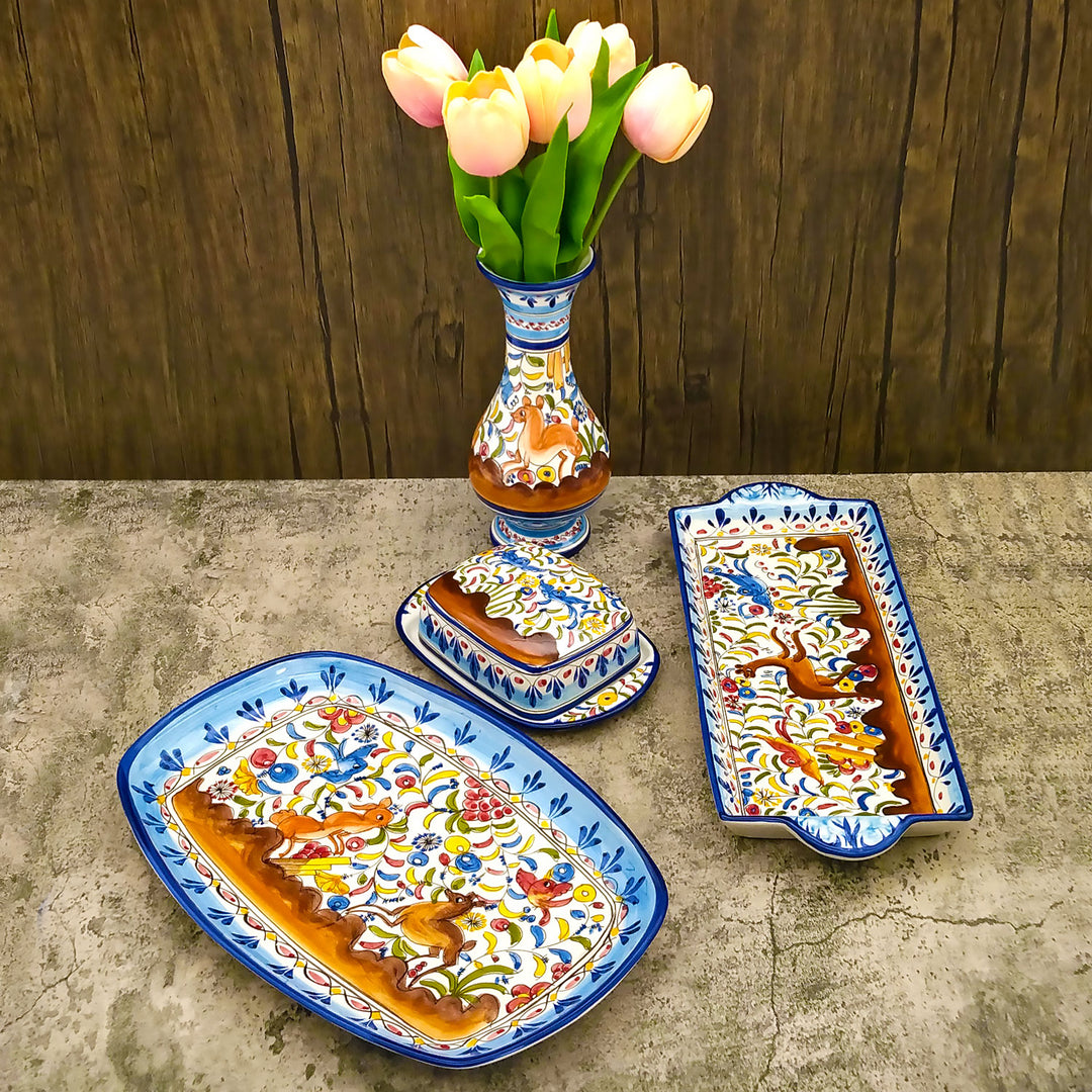 Portuguese Pottery Hand Painted Rectangular Serving Platter