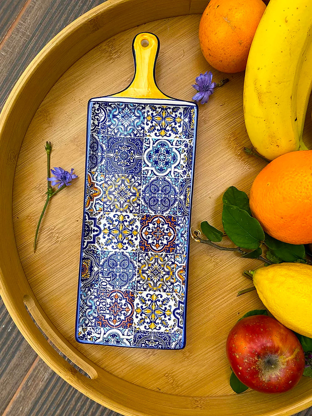 Portuguese Pottery Alcobaça Ceramic Cheese Serving Board