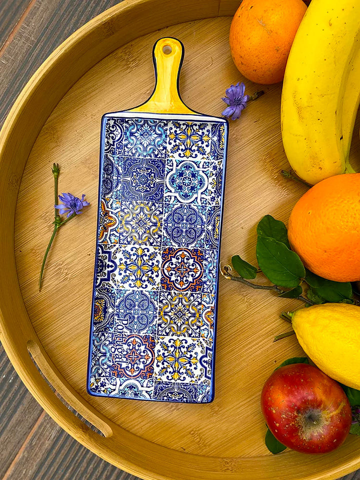 Portuguese Pottery Alcobaça Ceramic Cheese Serving Board