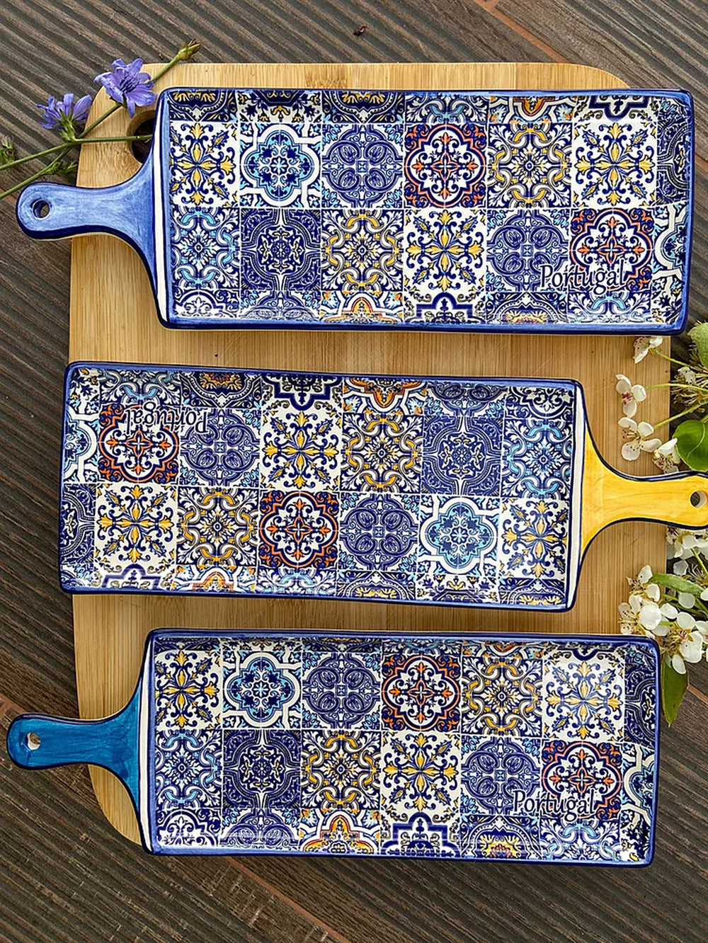Portuguese Pottery Alcobaça Ceramic Cheese Serving Board