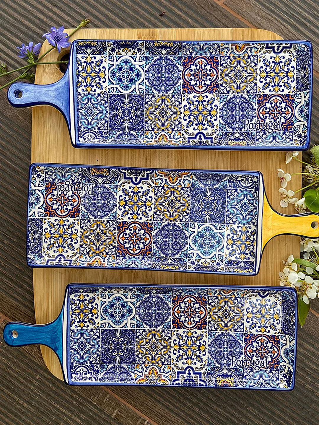 Portuguese Pottery Alcobaça Ceramic Cheese Serving Board
