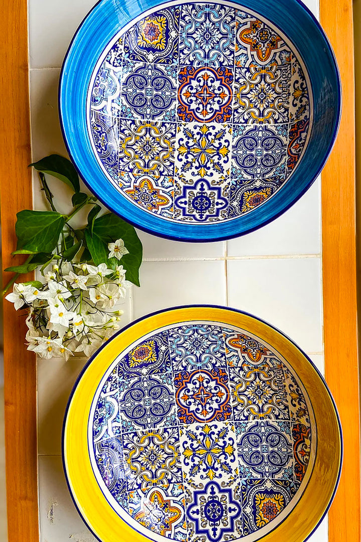Portuguese Pottery Alcobaça Ceramic Decorative Salad Serving Bowl