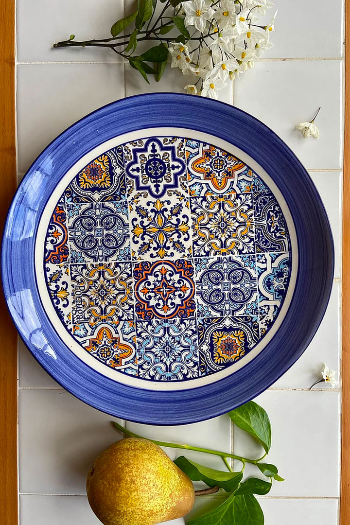 Portuguese Pottery Alcobaça Ceramic Decorative Salad Serving Bowl