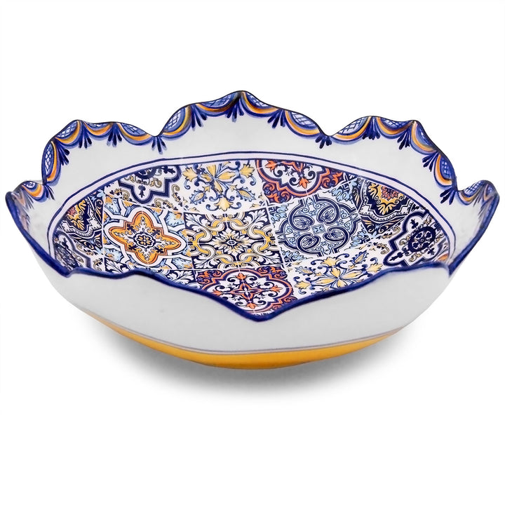 Portuguese Pottery Alcobaça Ceramic Decorative Salad Serving Bowl