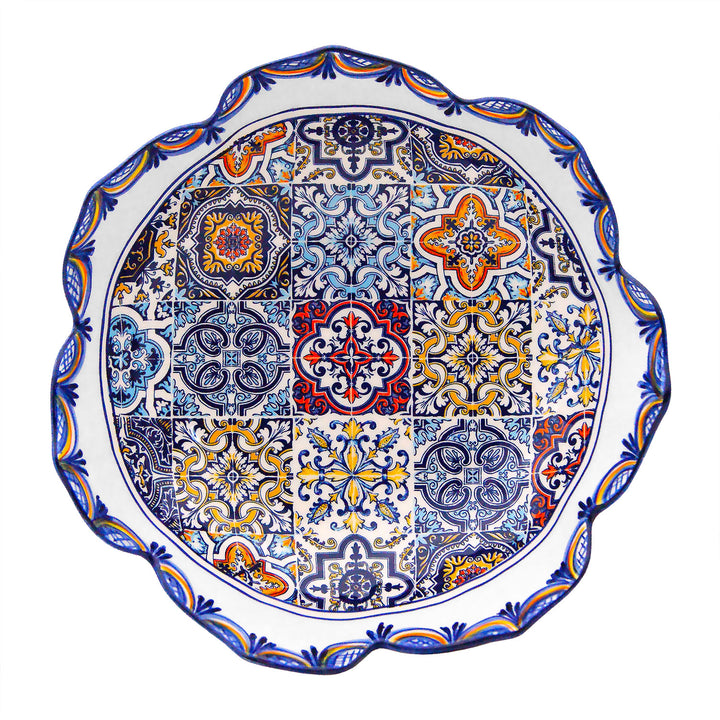 Portuguese Pottery Alcobaça Ceramic Decorative Salad Serving Bowl
