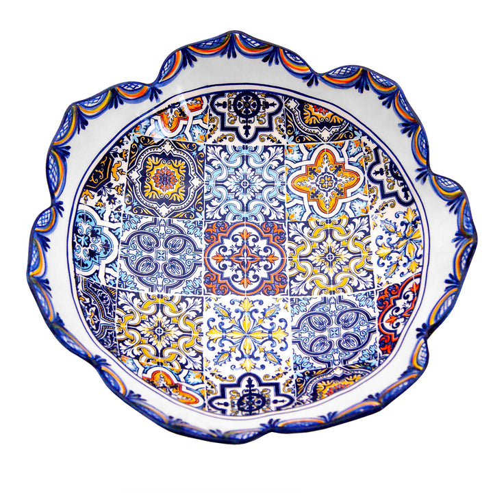 Portuguese Pottery Alcobaça Ceramic Decorative Salad Serving Bowl