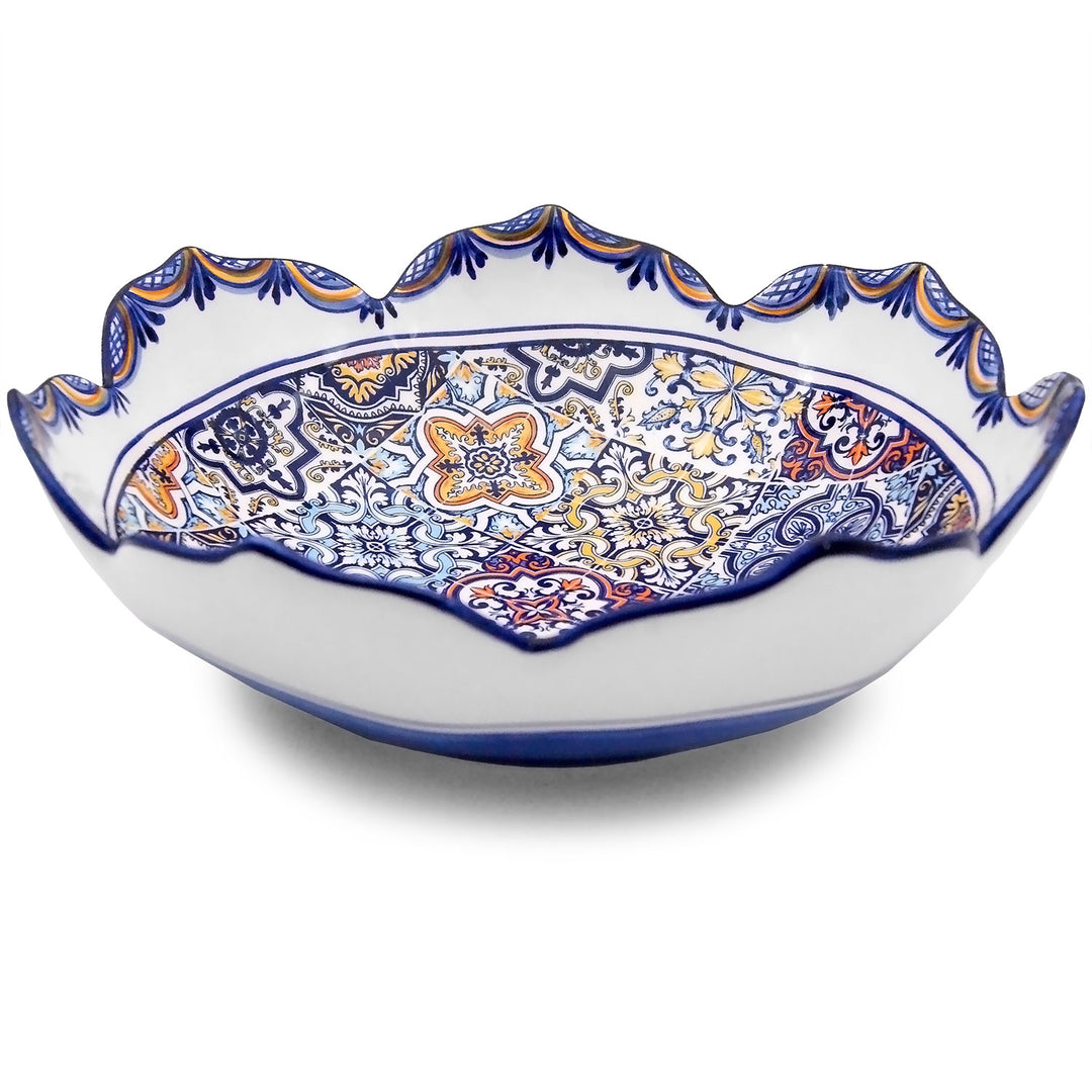 Portuguese Pottery Alcobaça Ceramic Decorative Salad Serving Bowl