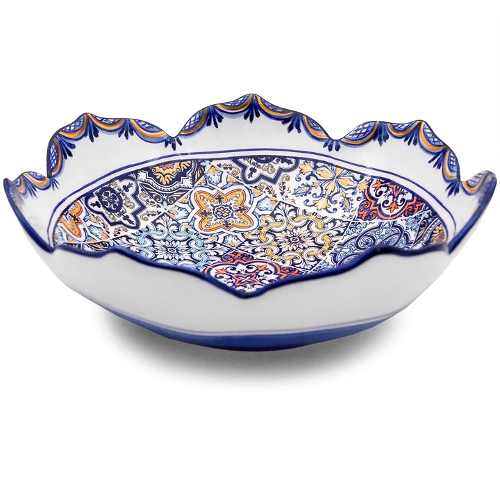 Portuguese Pottery Alcobaça Ceramic Decorative Salad Serving Bowl