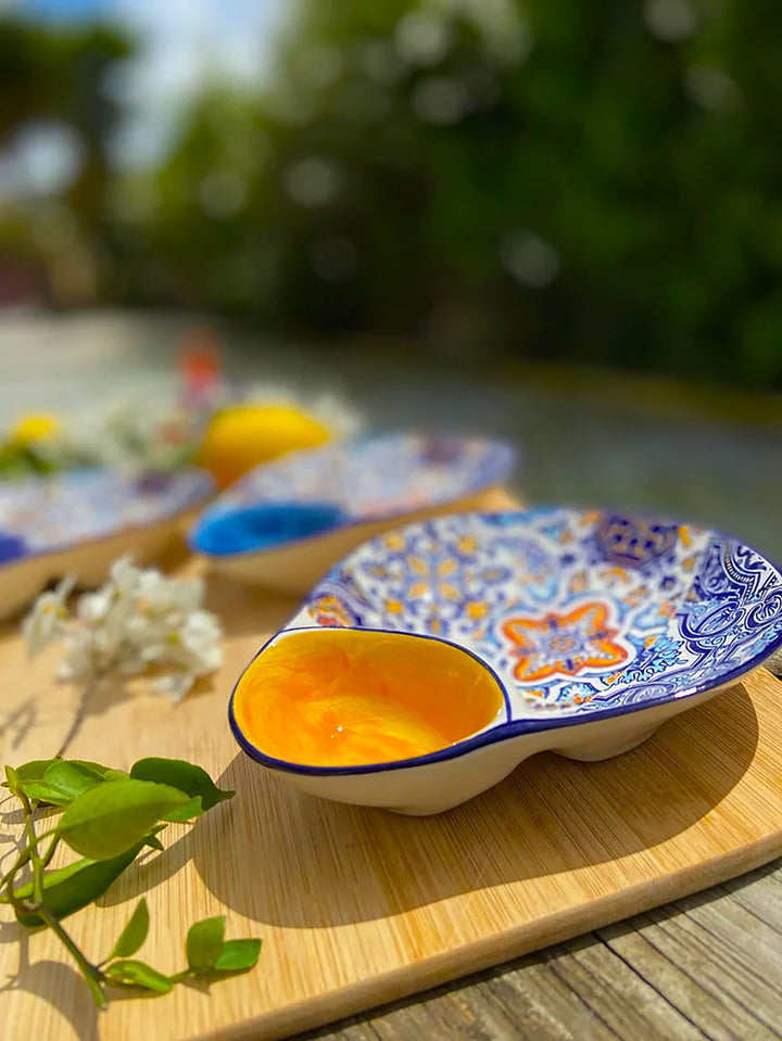 Portuguese Pottery Alcobaça Ceramic Olive Serving Dish with Pit Holder