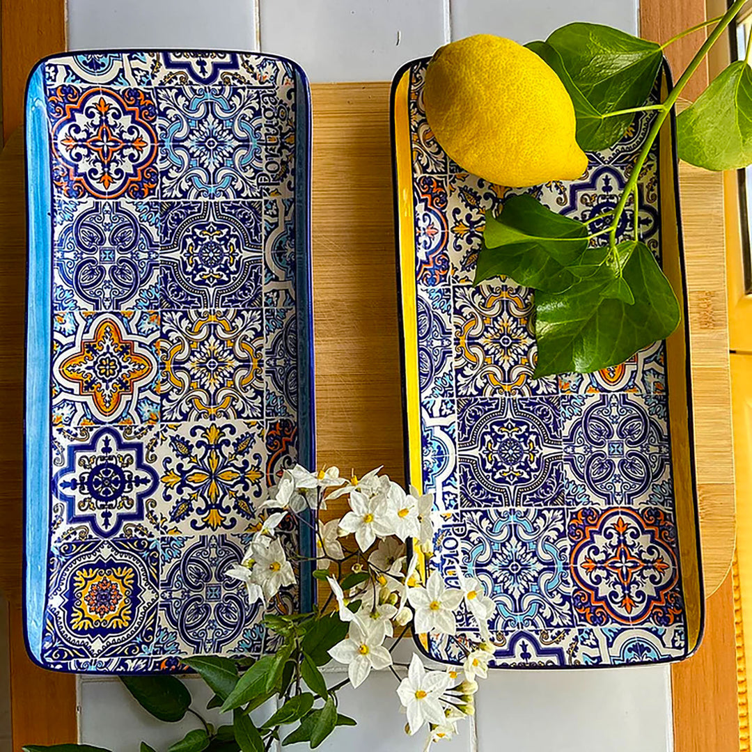 Portuguese Pottery Alcobaça Ceramic Serving Rectangular Platter