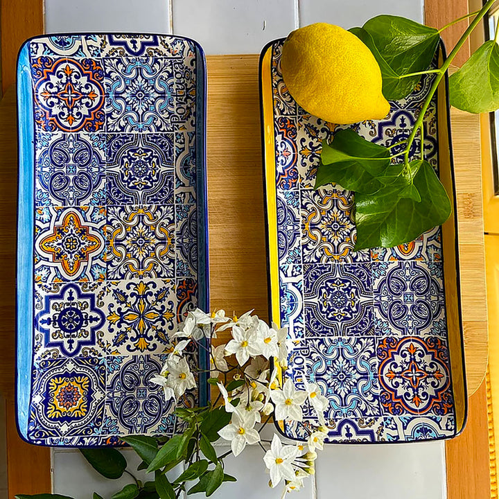 Portuguese Pottery Alcobaça Ceramic Serving Rectangular Platter