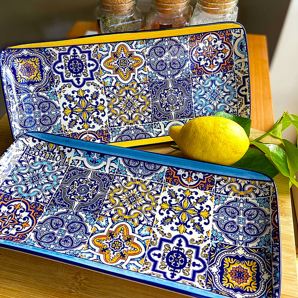 Portuguese Pottery Alcobaça Ceramic Serving Rectangular Platter