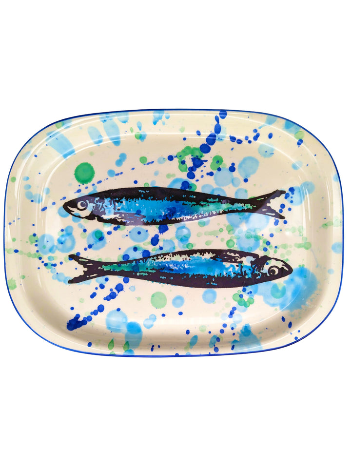 Splash Sardines Portuguese Pottery Oval Ceramic Serving Platter