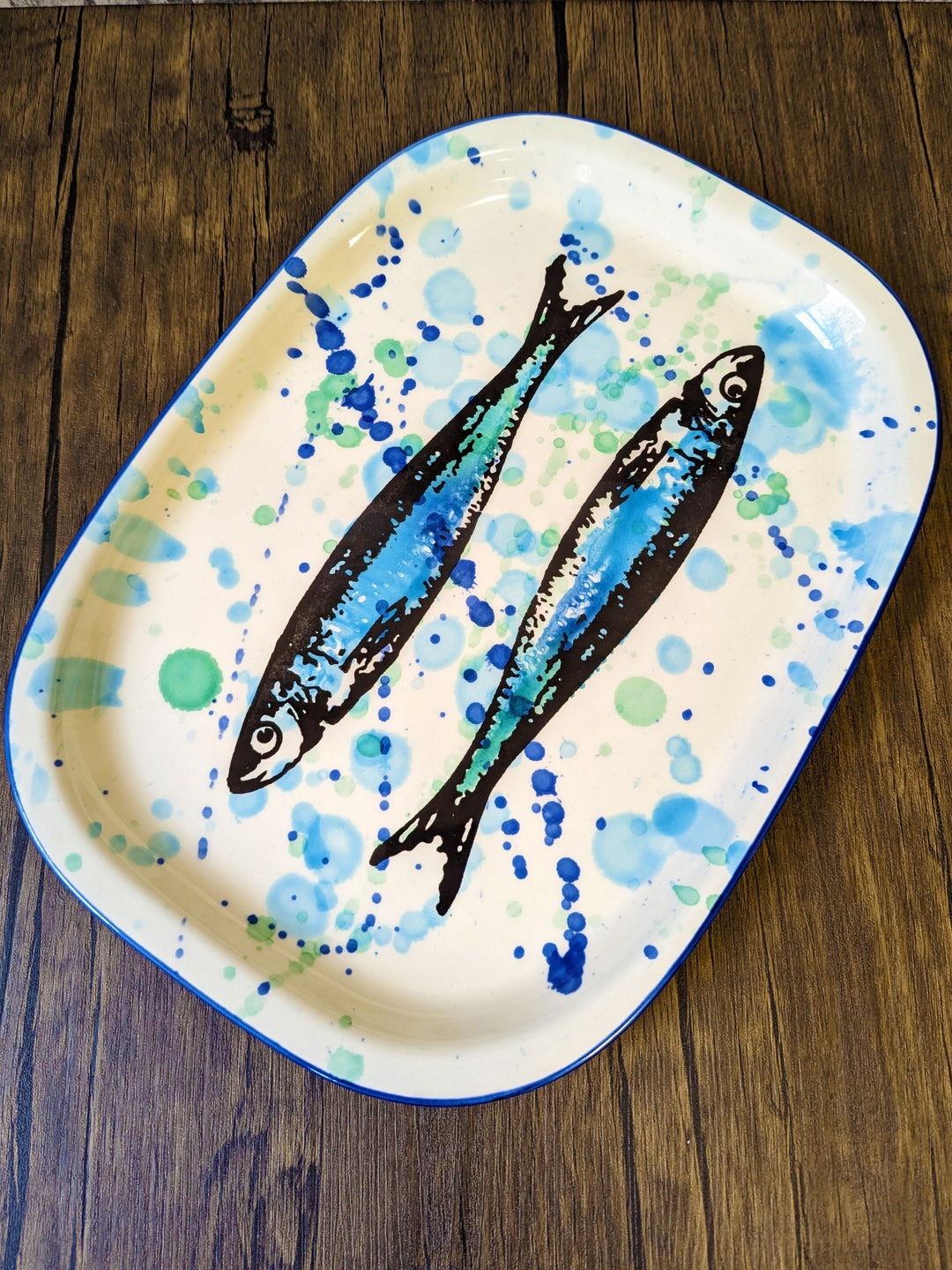 Splash Sardines Portuguese Pottery Oval Ceramic Serving Platter