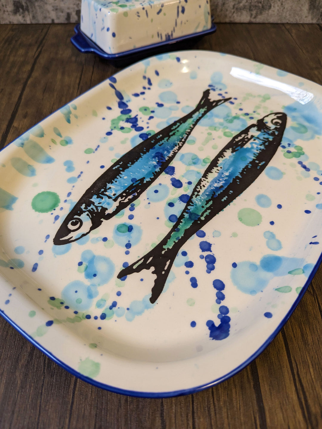 Splash Sardines Portuguese Pottery Oval Ceramic Serving Platter