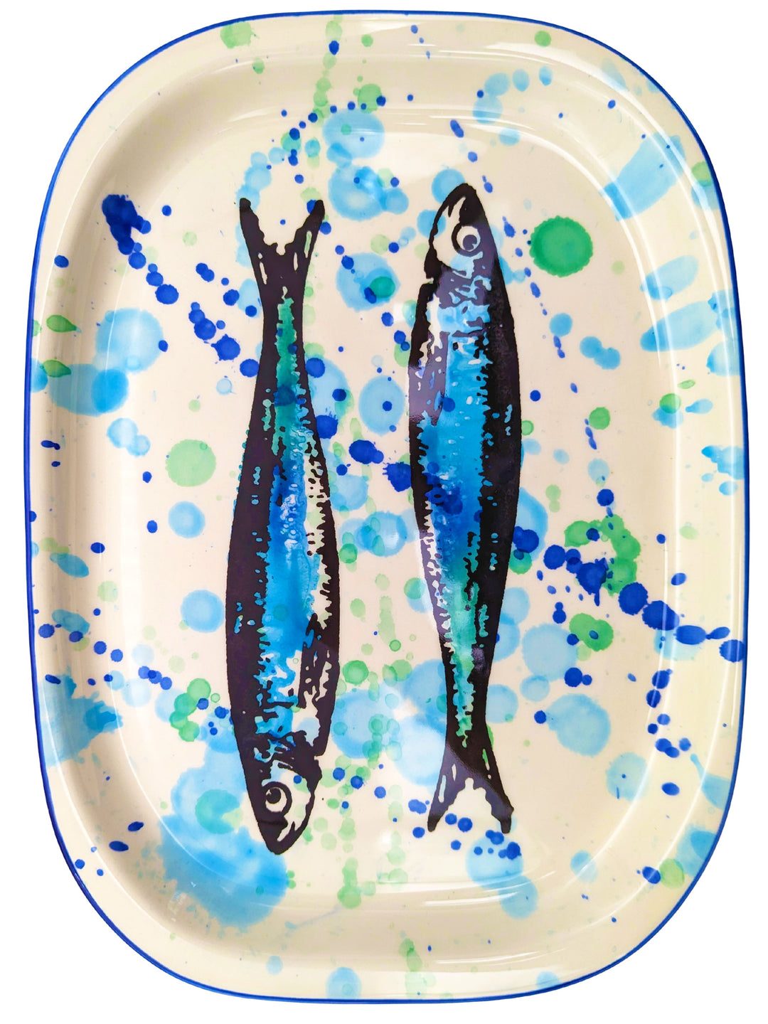Splash Sardines Portuguese Pottery Oval Ceramic Serving Platter