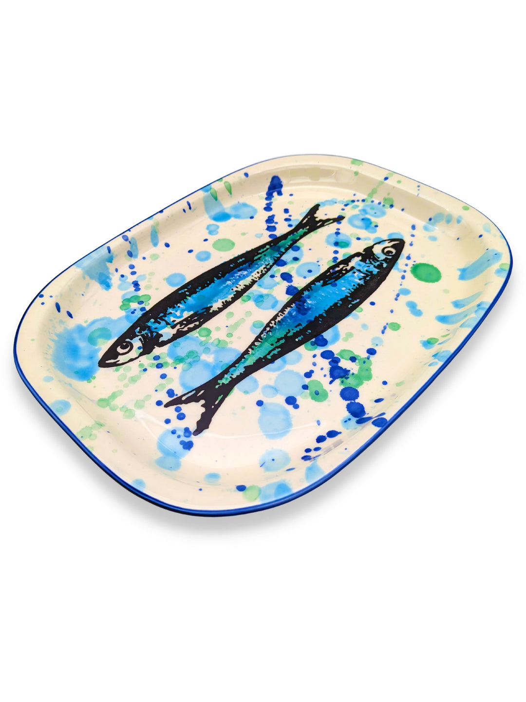 Splash Sardines Portuguese Pottery Oval Ceramic Serving Platter