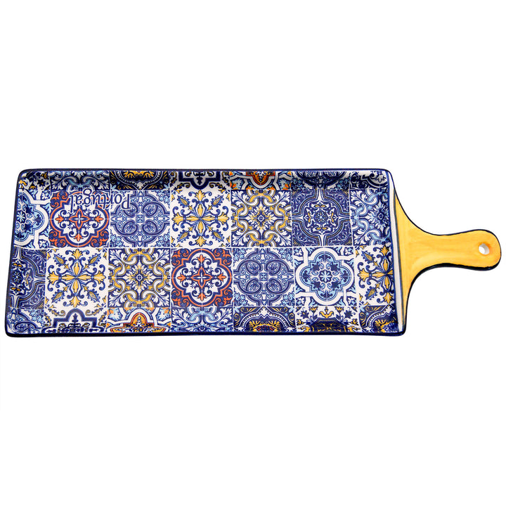 Portuguese Pottery Alcobaça Ceramic Cheese Serving Board