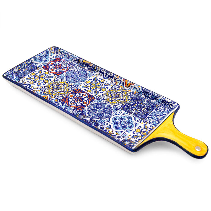 Portuguese Pottery Alcobaça Ceramic Cheese Serving Board