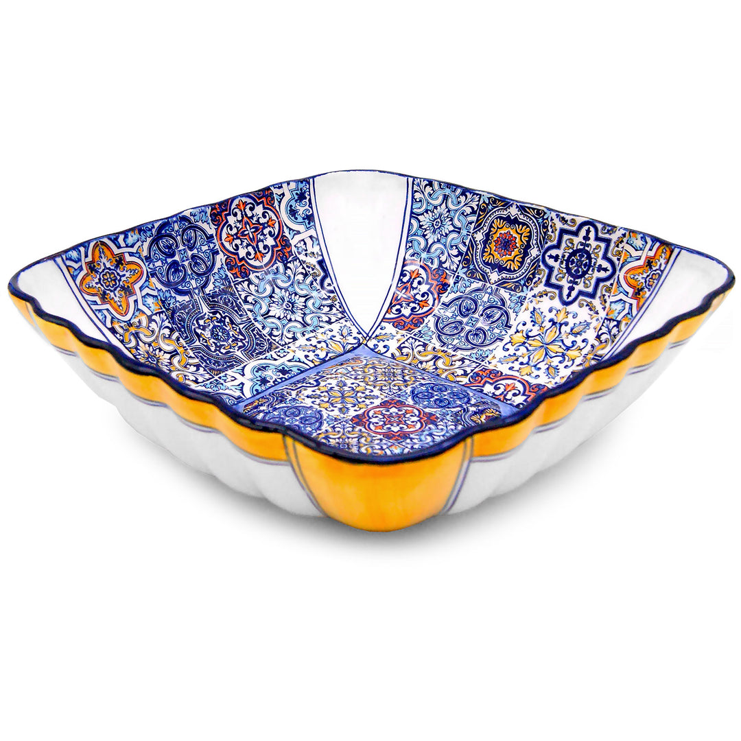 Portuguese Pottery Alcobaça Ceramic Decorative Salad Serving Bowl