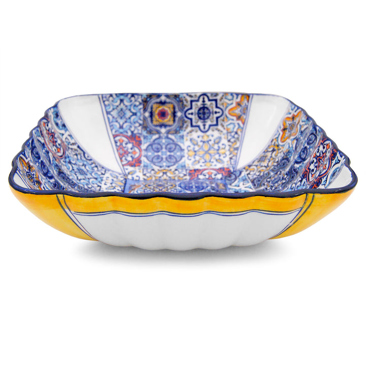 Portuguese Pottery Alcobaça Ceramic Decorative Salad Serving Bowl