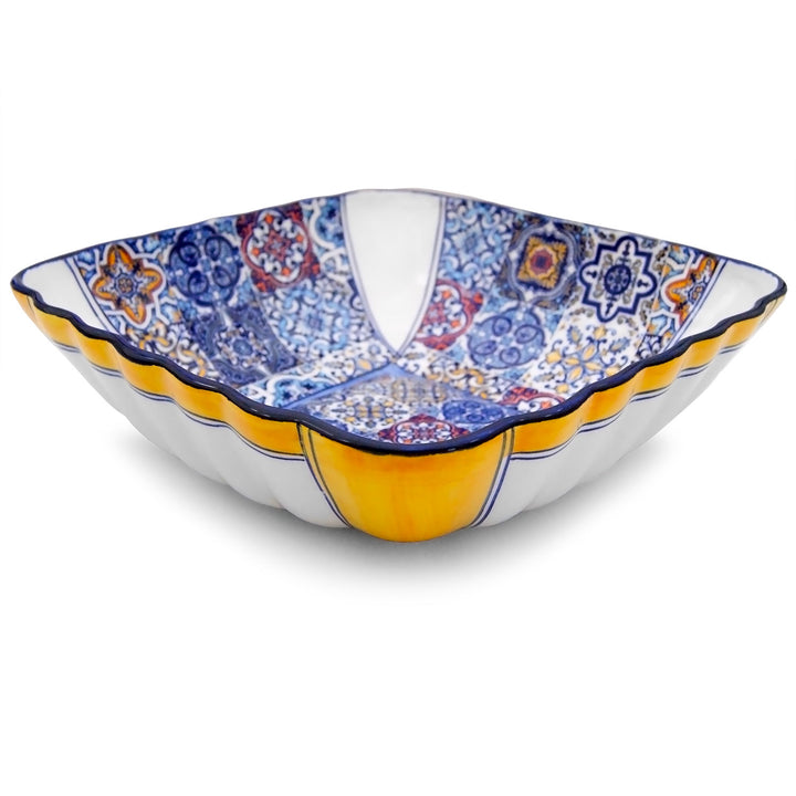 Portuguese Pottery Alcobaça Ceramic Decorative Salad Serving Bowl