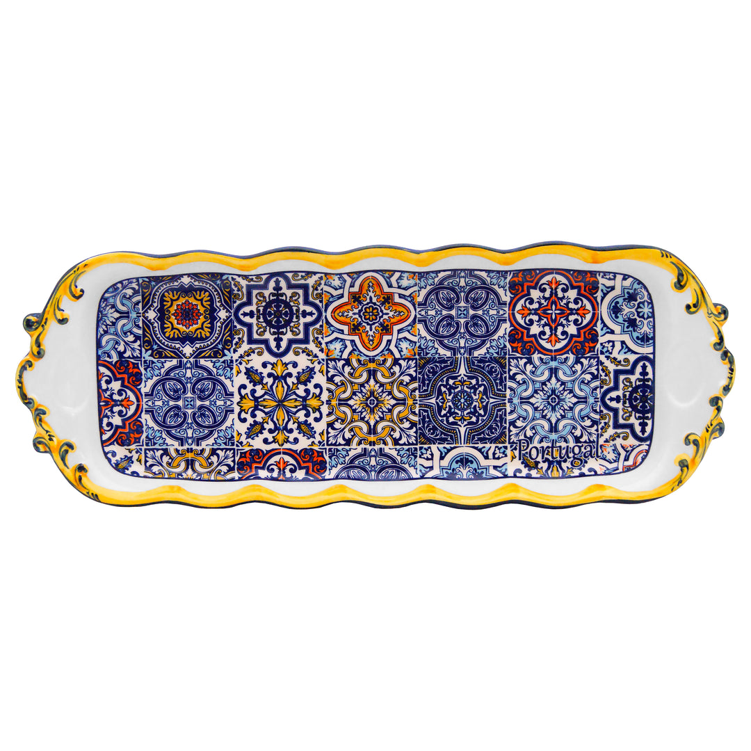 Portuguese Pottery Alcobaça Ceramic Large Rectangular Serving Platter