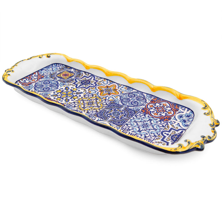 Portuguese Pottery Alcobaça Ceramic Large Rectangular Serving Platter