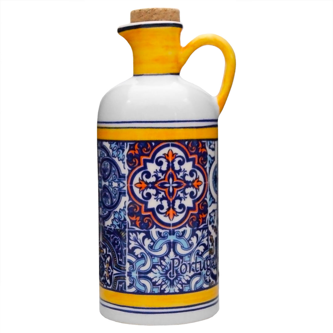 Portuguese Pottery Alcobaça Ceramic Olive Oil Cruet Bottle Dispenser