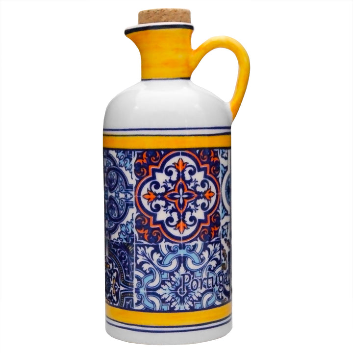 Portuguese Pottery Alcobaça Ceramic Olive Oil Cruet Bottle Dispenser