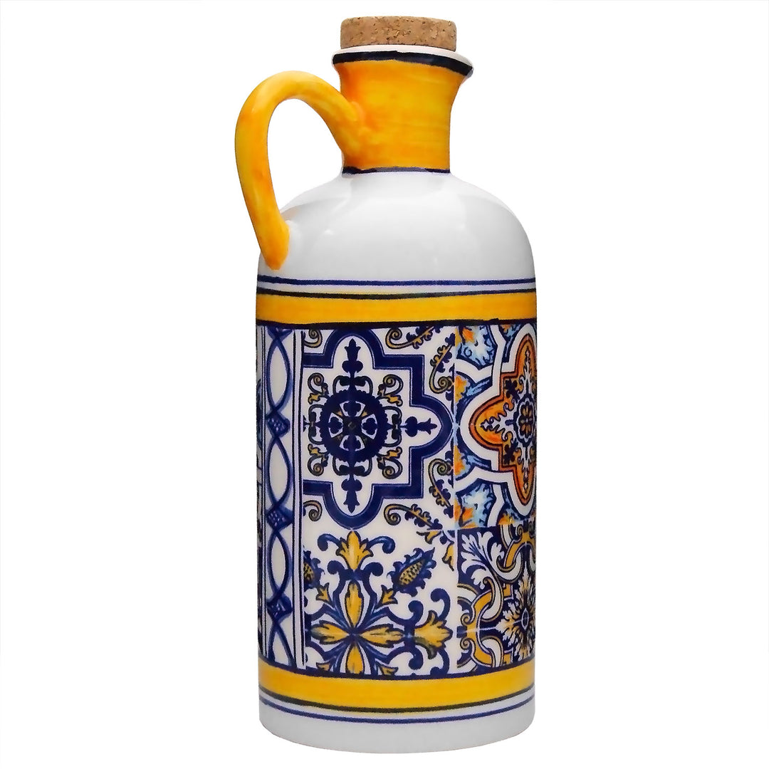 Portuguese Pottery Alcobaça Ceramic Olive Oil Cruet Bottle Dispenser