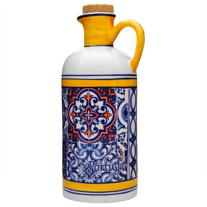 Portuguese Pottery Alcobaça Ceramic Olive Oil Cruet Bottle Dispenser