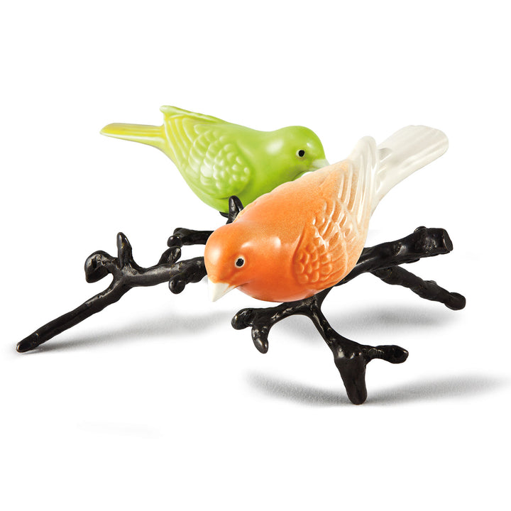 Hand Painted Ceramic Home Decor Birds in Branch Figurine - The Atlantis canaries