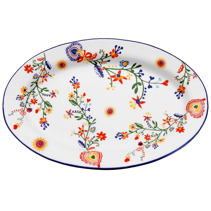 Portuguese Pottery Alcobaça Ceramic Decorative Serving Oval Platter