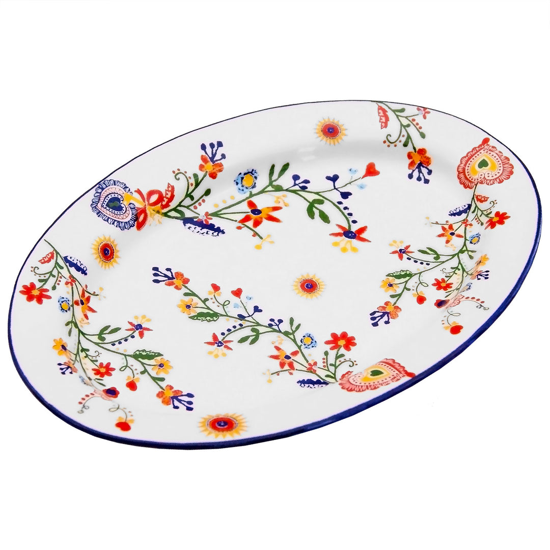 Portuguese Pottery Alcobaça Ceramic Decorative Serving Oval Platter