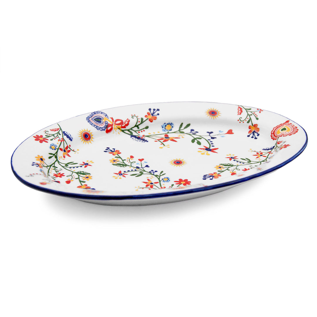 Portuguese Pottery Alcobaça Ceramic Decorative Serving Oval Platter