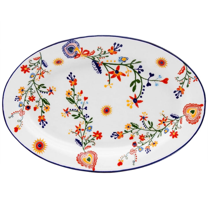 Portuguese Pottery Alcobaça Ceramic Decorative Serving Oval Platter