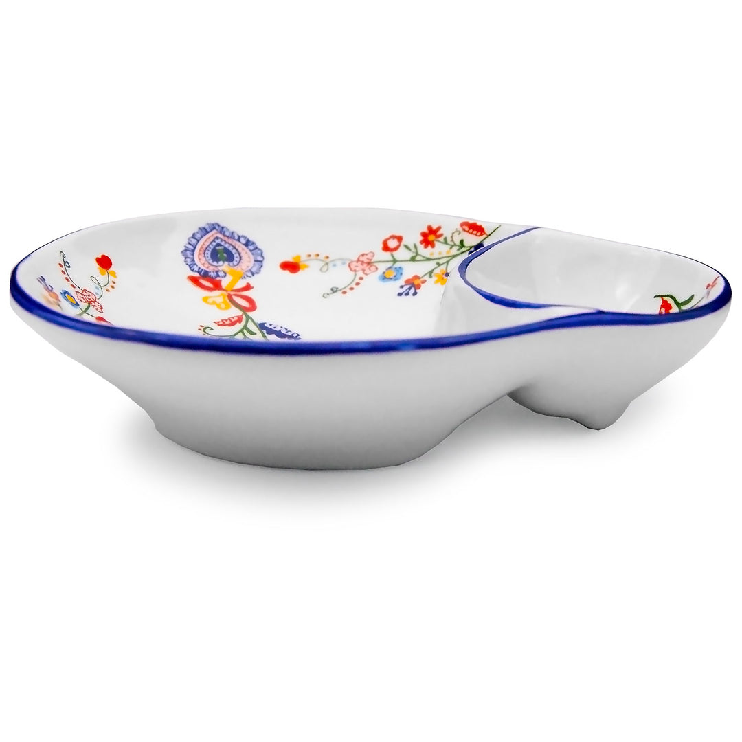 Portuguese Pottery Alcobaça Ceramic Olive Serving Dish with Pit Holder