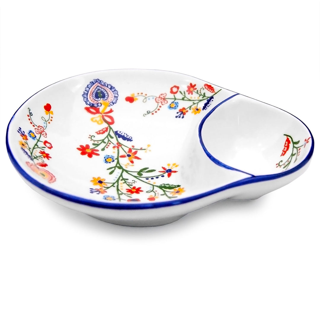 Portuguese Pottery Alcobaça Ceramic Olive Serving Dish with Pit Holder