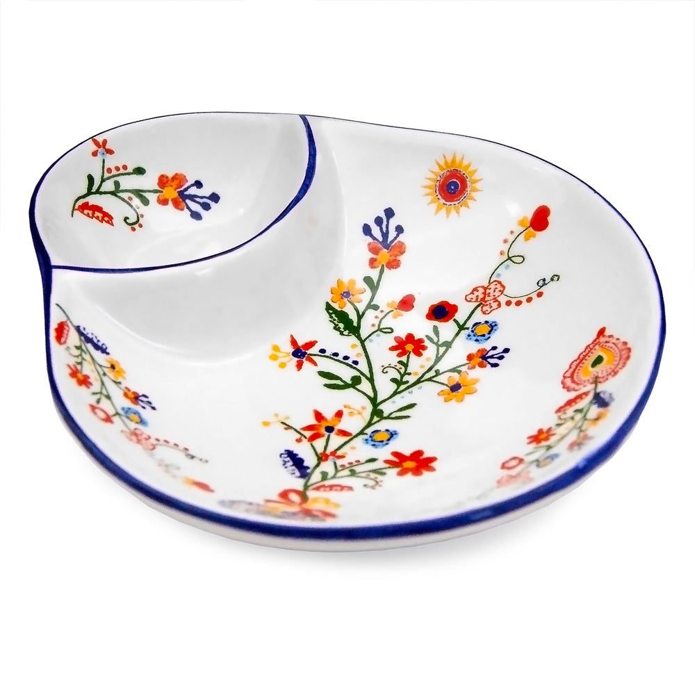 Portuguese Pottery Alcobaça Ceramic Olive Serving Dish with Pit Holder