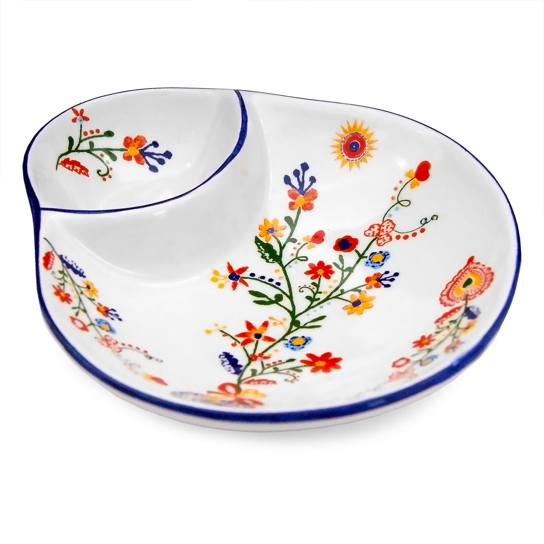 Portuguese Pottery Alcobaça Ceramic Olive Serving Dish with Pit Holder
