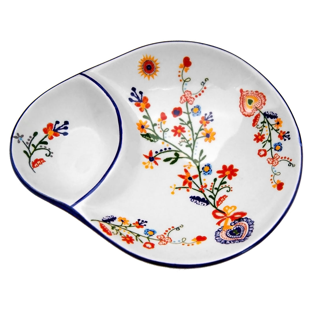 Portuguese Pottery Alcobaça Ceramic Olive Serving Dish with Pit Holder