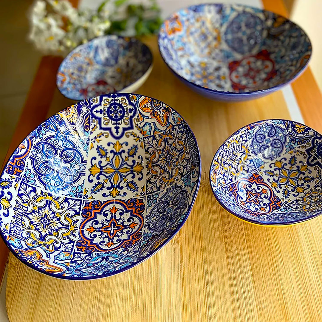 Portuguese Pottery Alcobaça Ceramic Side Dish Serving Bowl - Set of 2