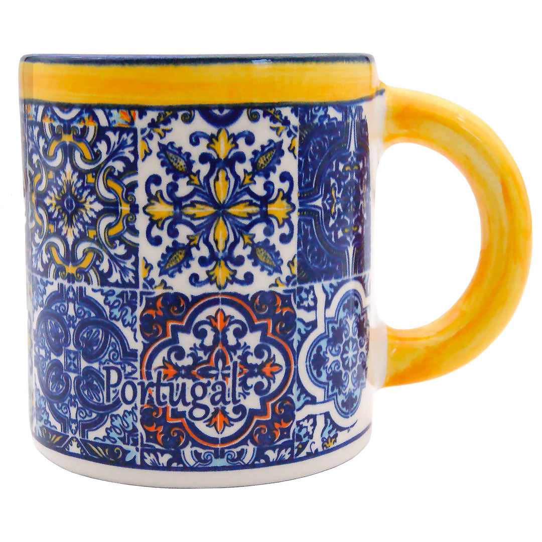 Portuguese Pottery Alcobaça Ceramic Coffee Mug - Set of 2