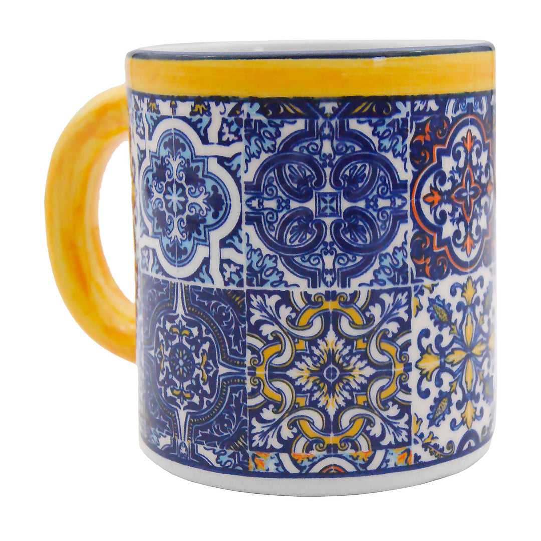 Portuguese Pottery Alcobaça Ceramic Coffee Mug - Set of 2