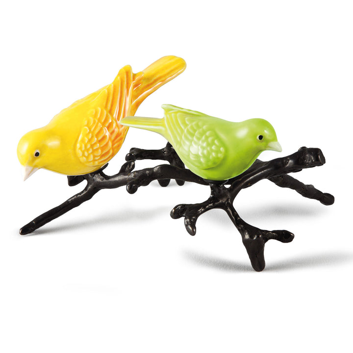Hand Painted Ceramic Home Decor Birds in Branch Figurine - The Atlantis canaries