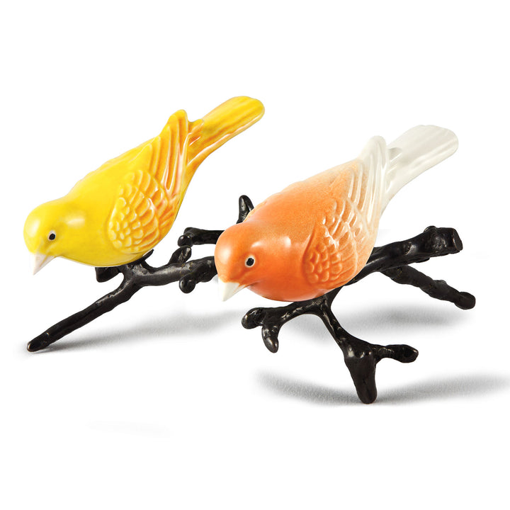 Hand Painted Ceramic Home Decor Birds in Branch Figurine - The Atlantis canaries