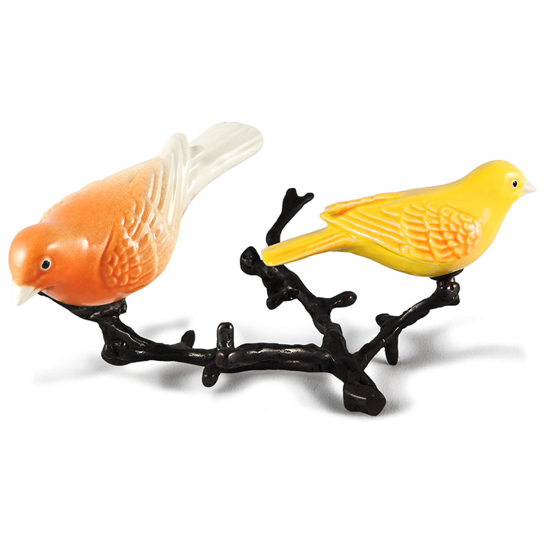 Hand Painted Ceramic Home Decor Birds in Branch Figurine - The Atlantis canaries