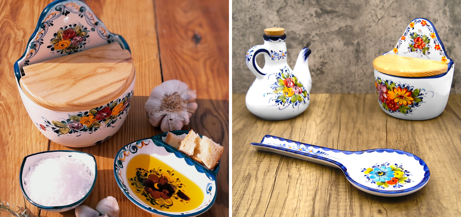 Shop a selection of ceramic spoon rests, napkin holders, salt cellars, candleholders, ashtrays, decorative bowls and platters, and more. All made in Portugal in small family owned potteries by real artisans.